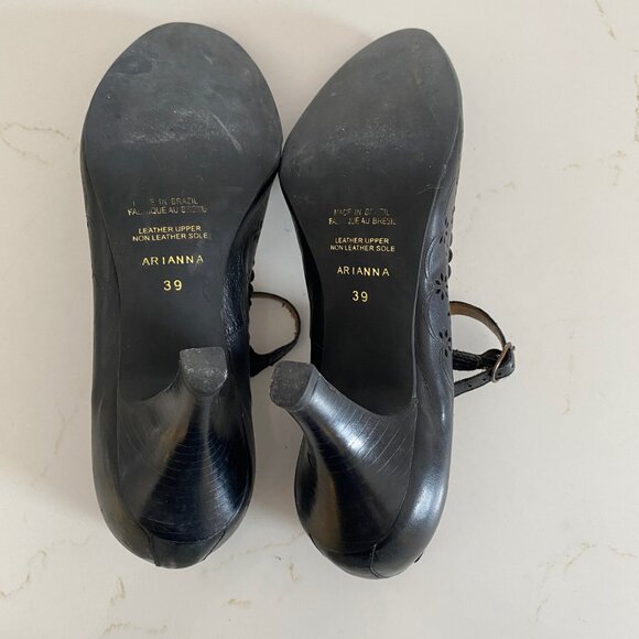 Black Leather Mary Janes With Low Stilleto Heel - Size 39 EU - Picture 5 of 5